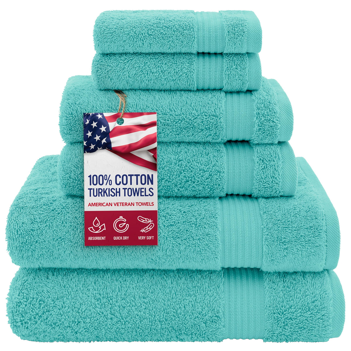 American Veteran Towel, Hand Towels for Bathroom Set of 4, 100% Cotton Turkish Hand Towel Sets, Soft Hand Face Towels, Navy Blue Hand Towels