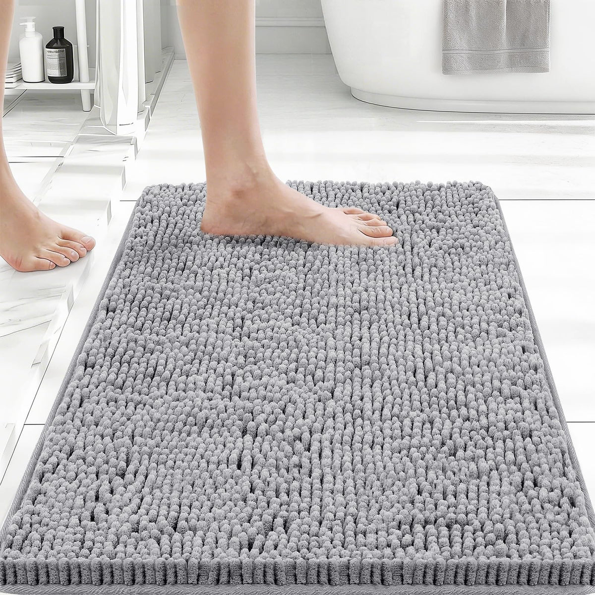 Bcoimo Small Bath Rug Mat,24x17 Extra Soft Chenille Lavender Bathroom Mats