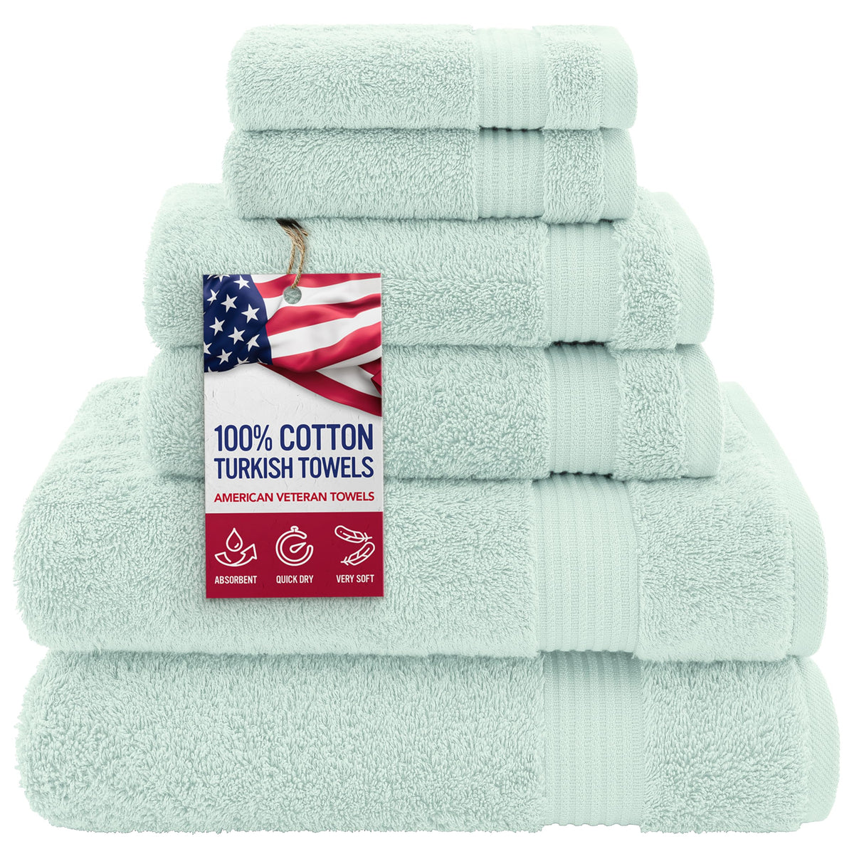 American Veteran Towel, Hand Towels for Bathroom Set of 4, 100% Cotton Turkish Hand Towel Sets, Soft Hand Face Towels, Navy Blue Hand Towels