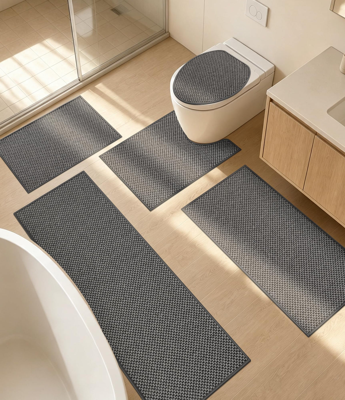 YIHOUSE Purple Bathroom Rugs Sets 2 Pieces,Thin Bath Mat Quick Dry