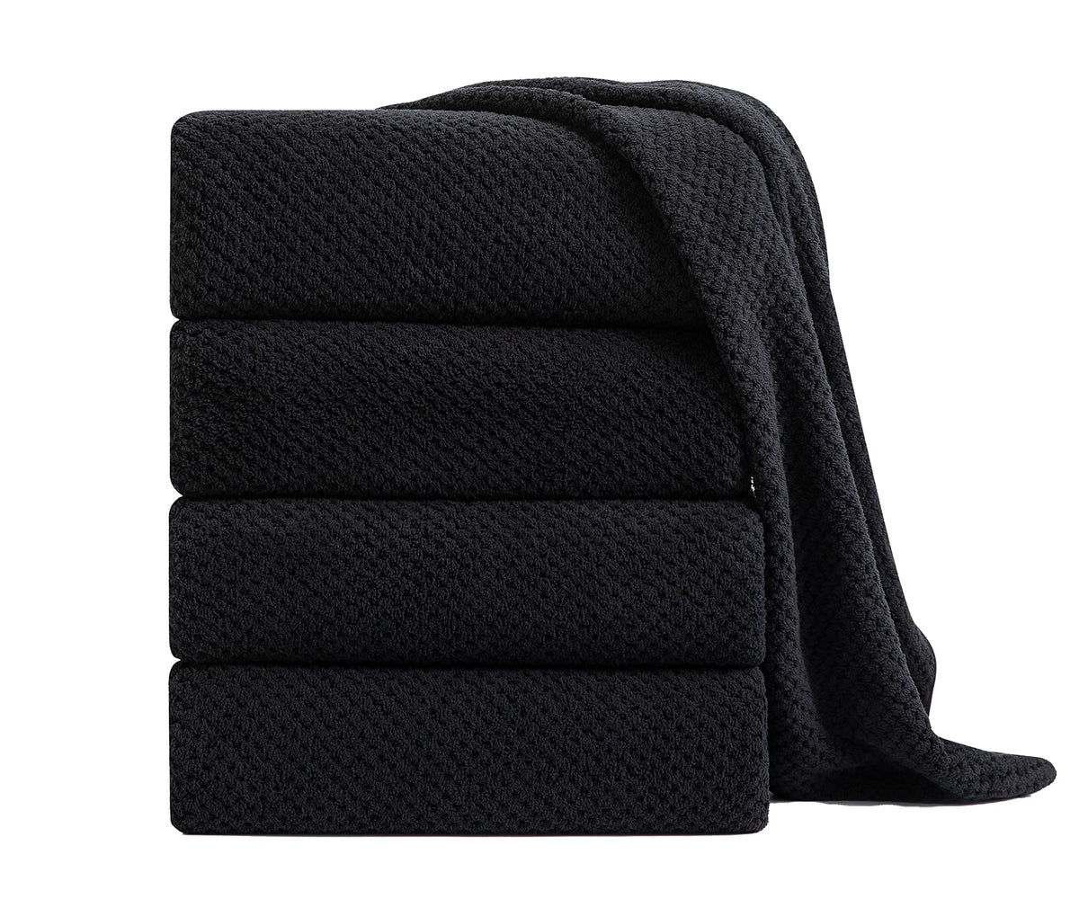 8-Piece Bath Towel Set, 2 Extra Large Bath Towel Sheets, 2 Hand Towels and 4 Washcloths - Highly Absorbent Quick Dry Polyester,Ultra Soft Towel Set for Bathroom, Waffle Weave Design, Pack of 8, Green