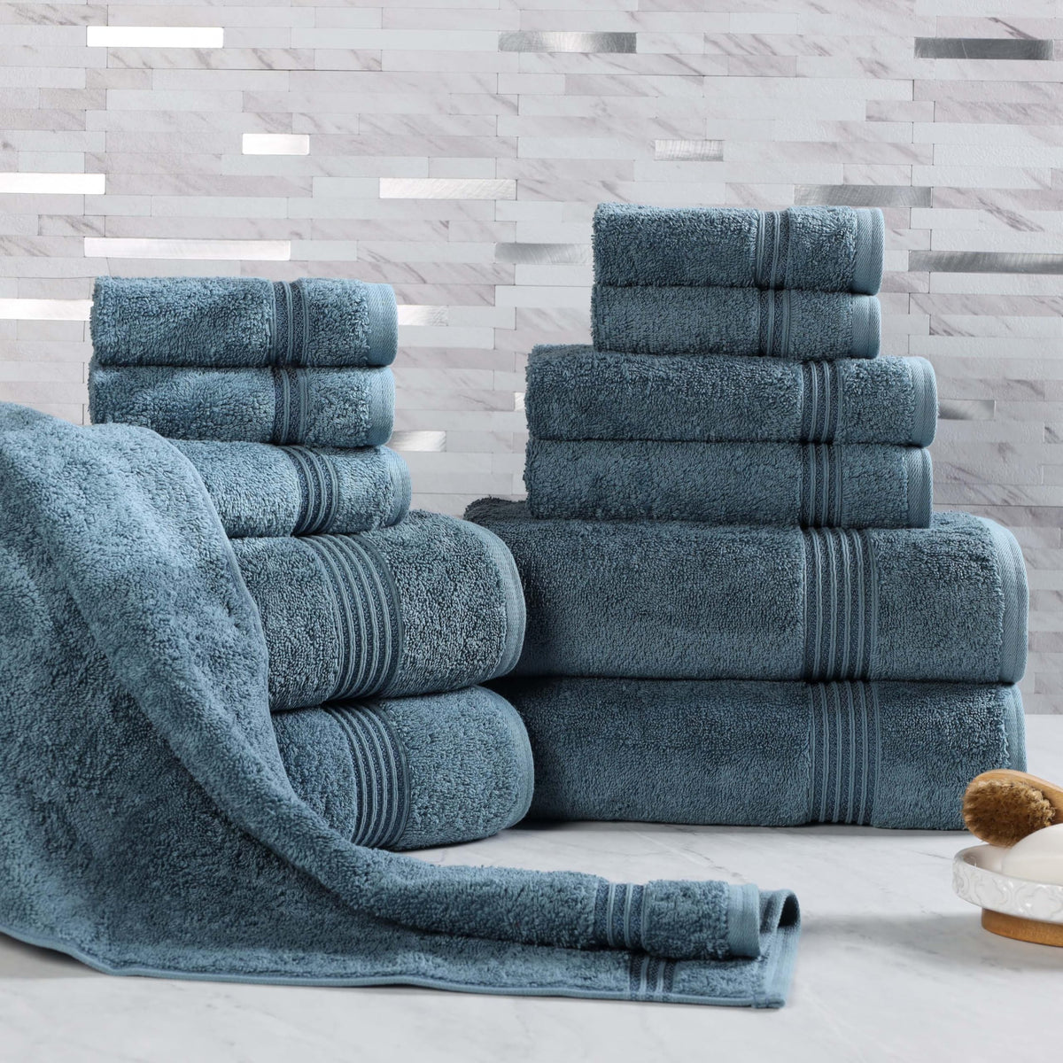 Superior Egyptian Cotton 6-Piece Towel Set, Bathroom Essentials, Towels For Bathroom, Apartment, Airbnb, Guest Bath, Face, Hand, Bath Towels, Washcloths, Absorbent, Fast Drying, Sage