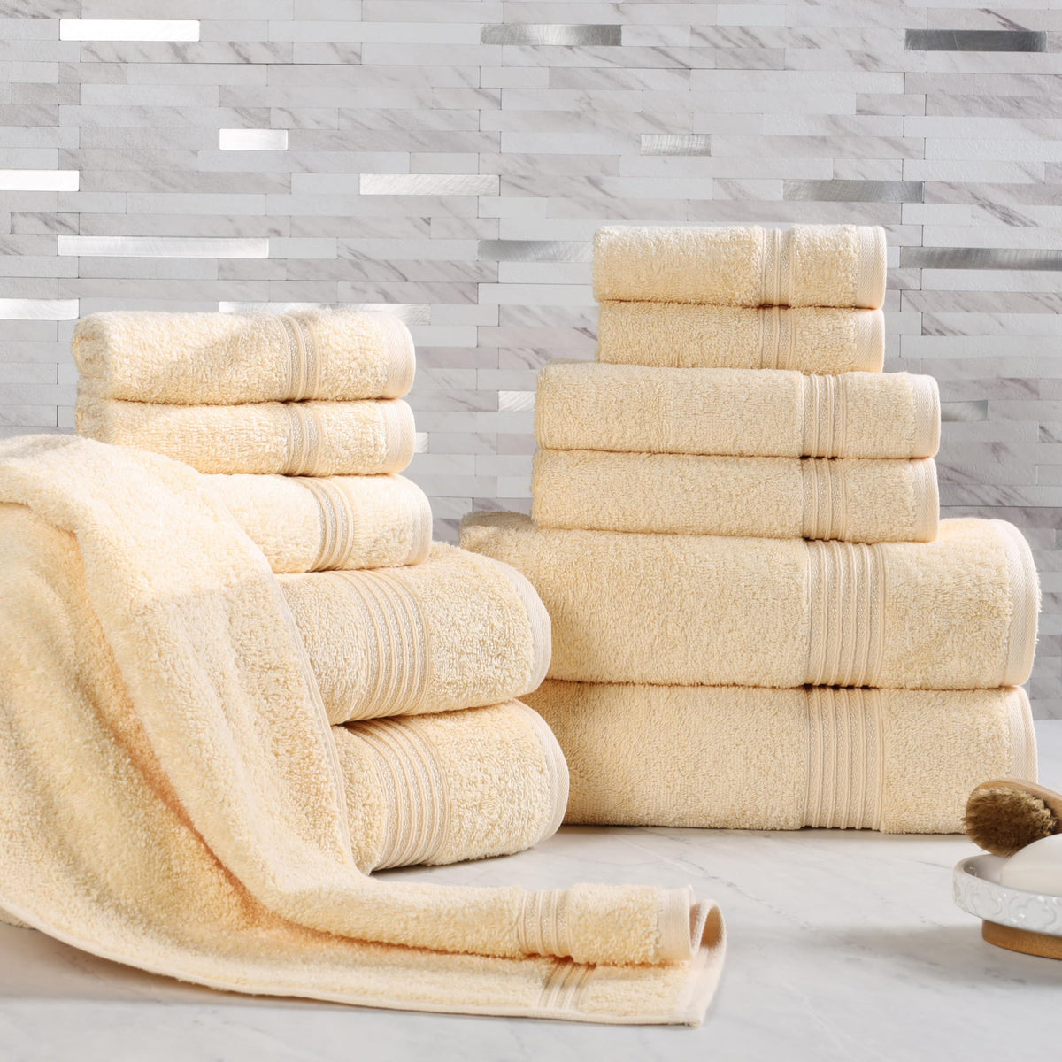 Superior Egyptian Cotton 6-Piece Towel Set, Bathroom Essentials, Towels For Bathroom, Apartment, Airbnb, Guest Bath, Face, Hand, Bath Towels, Washcloths, Absorbent, Fast Drying, Sage
