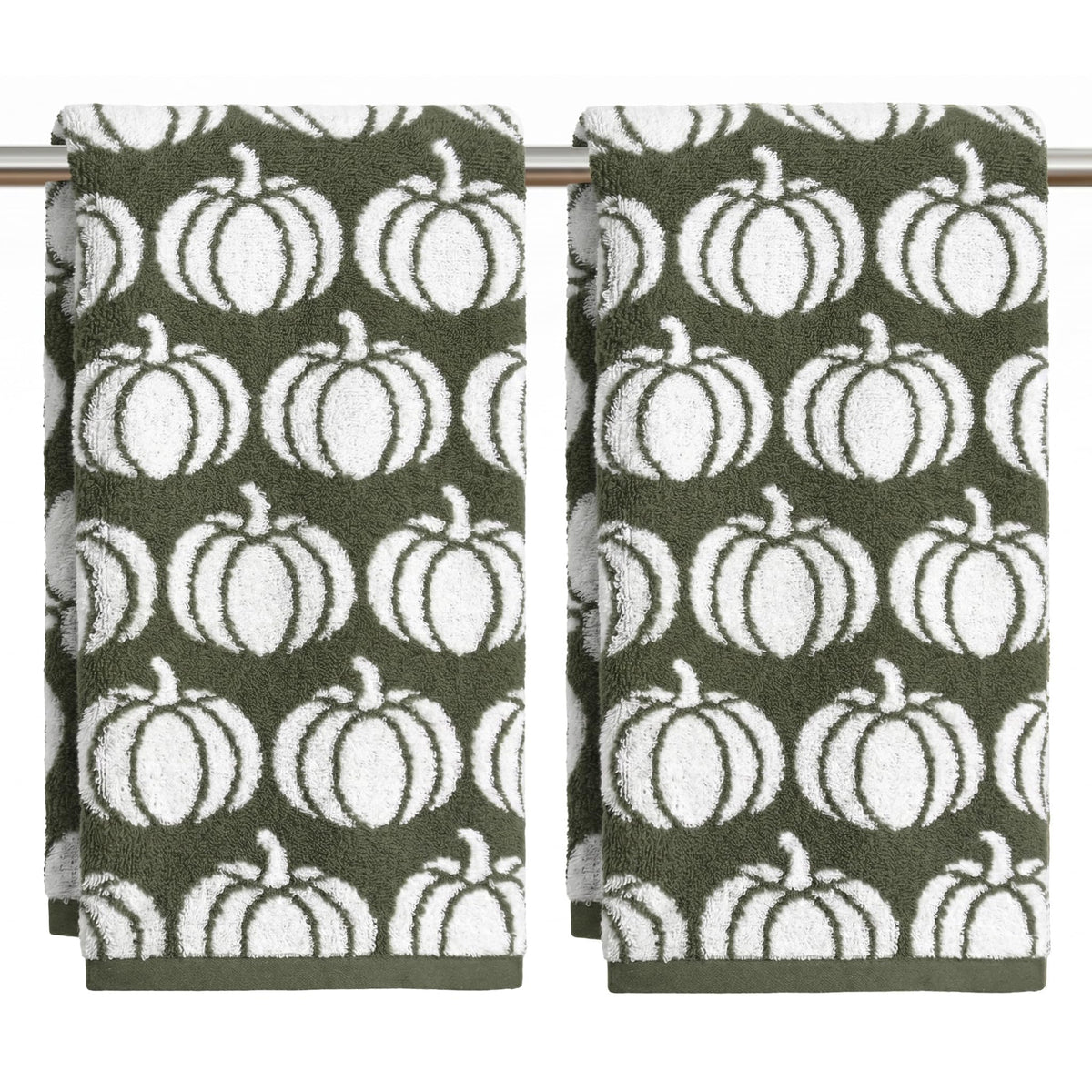Artoid Mode 2 Pcs Beige Caramel Pumpkin Fall Hand Towels for Bathroom