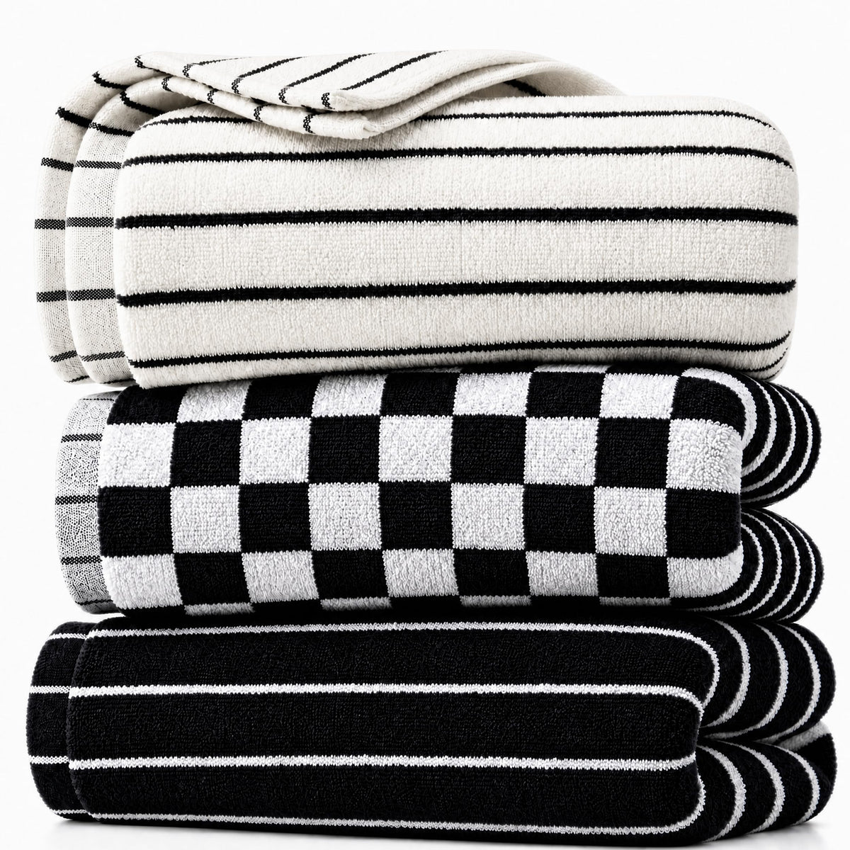 100% Cotton Striped Hand Towels Set, 3pcs Face Towels for Bathroom