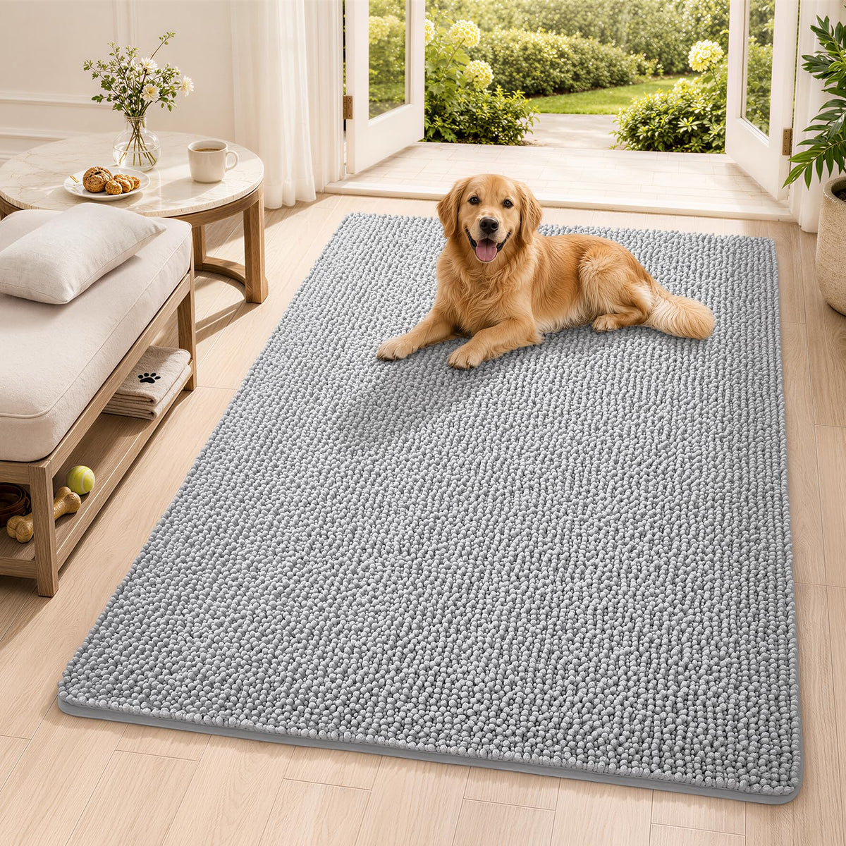 Ophanie Grey Bathroom Rugs 30x20, Soft Chenille Bath Mat, Non Slip Absorbent Quick Dry Light Gray Mats, Machine Washable Thick Small Area Rug Sets,Grip Bathmat for Shower,Toilet,Sink and Indoor Floor