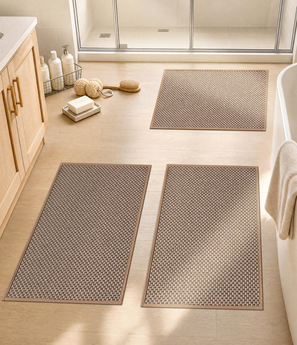 YIHOUSE Purple Bathroom Rugs Sets 2 Pieces,Thin Bath Mat Quick Dry