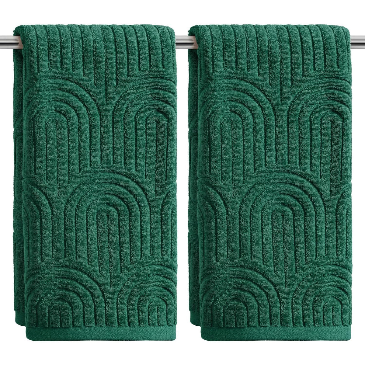 Artoid Mode 2 Pcs Caramel 3D Arched Stripes Jacquard Hand Towels for Bathroom, 100% Cotton Soft Absorbent Bathroom Decor Towels, 13.7 x 29.5 Inch