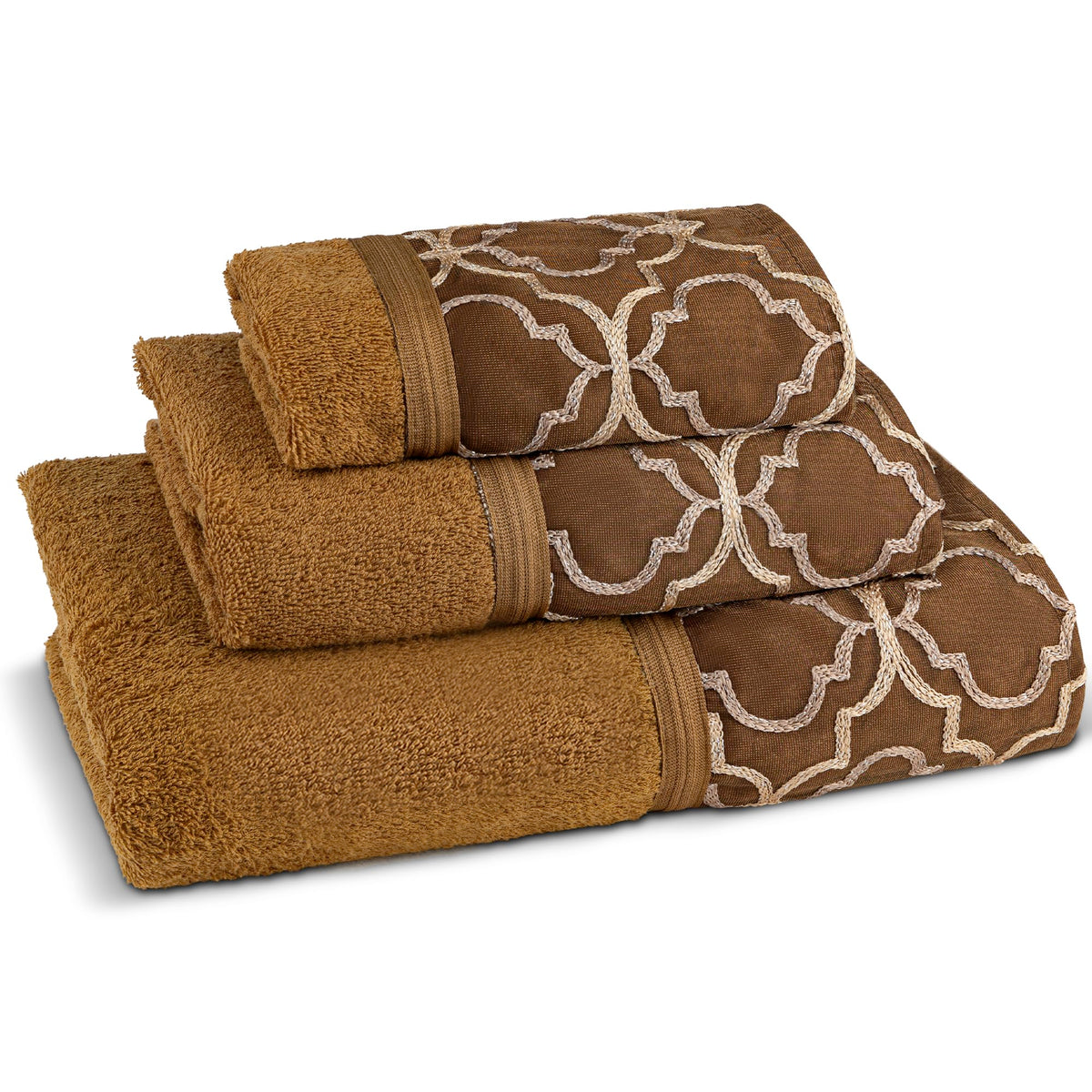 Zahari Home Elegant Rose Classic Luxury Bath Towel Set - 3 Piece Towel Set - Bath Towel, Hand Towel and Wash Towel for Contemporary Bathroom Decor