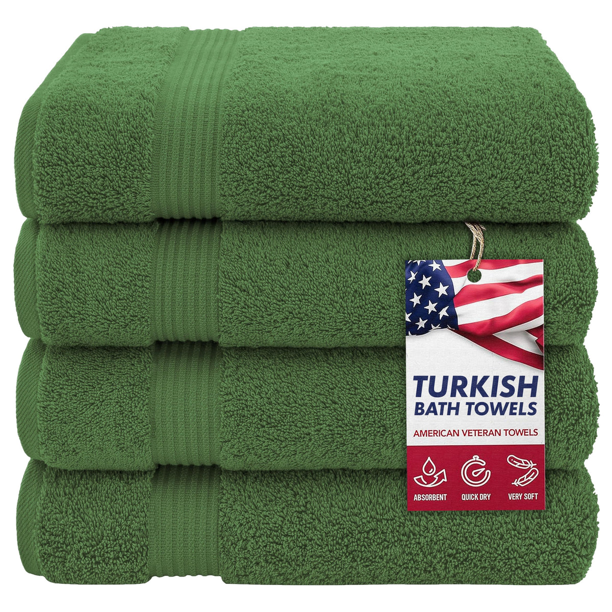 American Veteran Towel, Hand Towels for Bathroom Set of 4, 100% Cotton Turkish Hand Towel Sets, Soft Hand Face Towels, Navy Blue Hand Towels