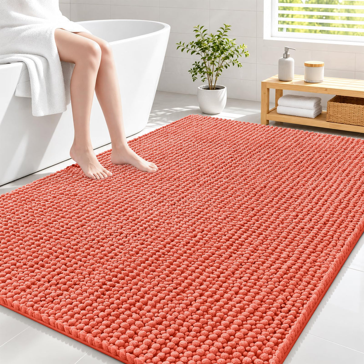 Smiry Thick Bathroom Rugs 30x20, Extra Soft Absorbent Chenille Bath Mat