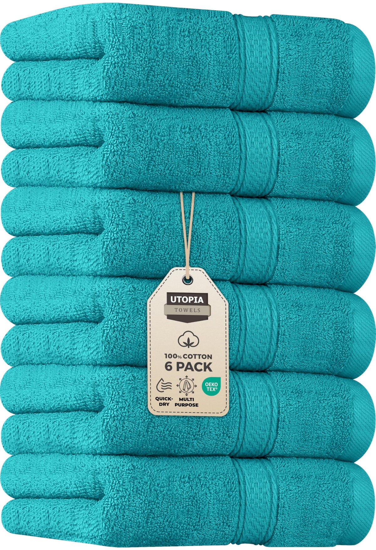 Utopia Towels 6 Pack Premium Hand Towels, 16x28 in, 600 GSM Cotton, White