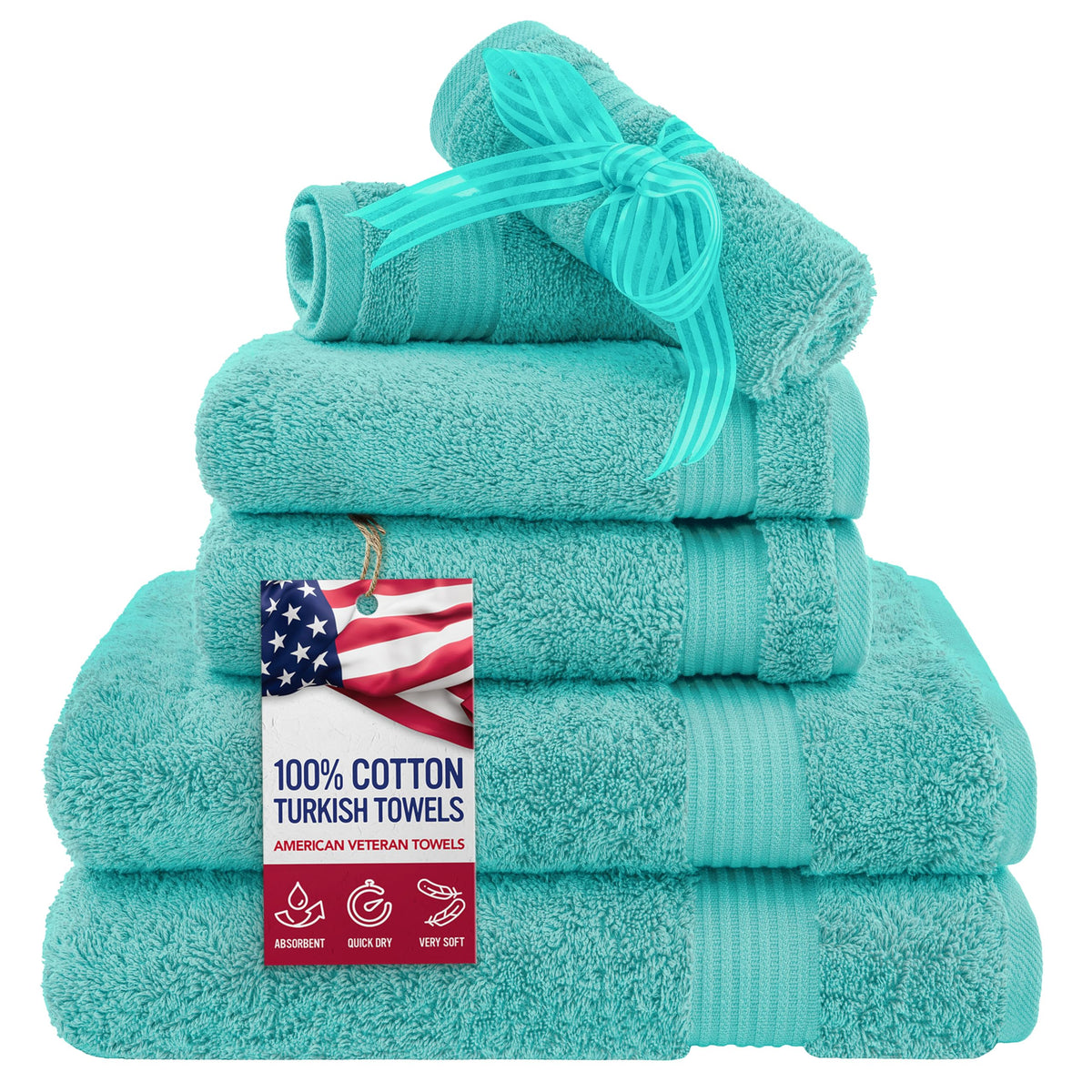 American Veteran Towel, Hand Towels for Bathroom Set of 4, 100% Cotton Turkish Hand Towel Sets, Soft Hand Face Towels, Navy Blue Hand Towels