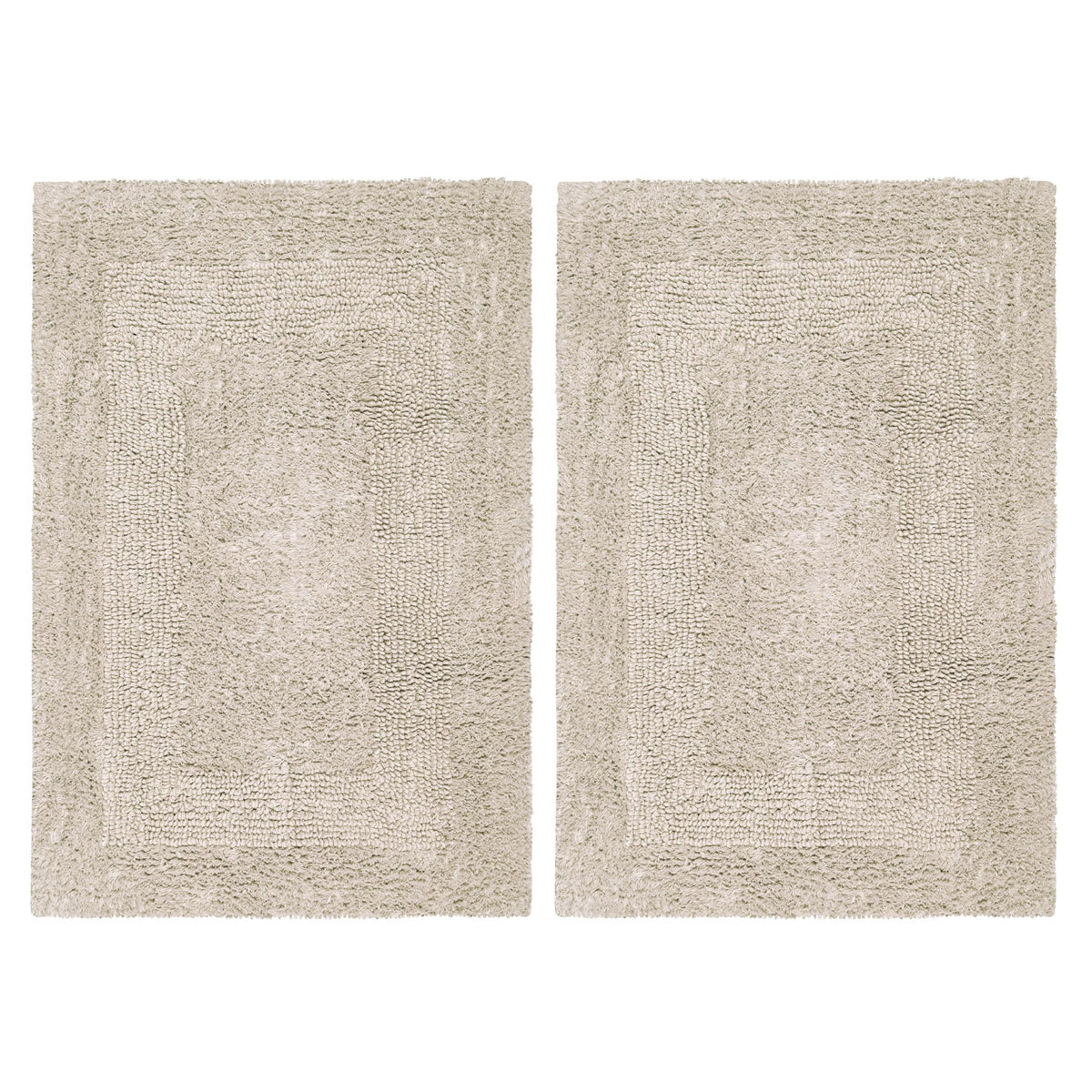 COTTON CRAFT 2 Pack Reversible Bath Mat Rug - Soft Plush -17x24- Azure Blue