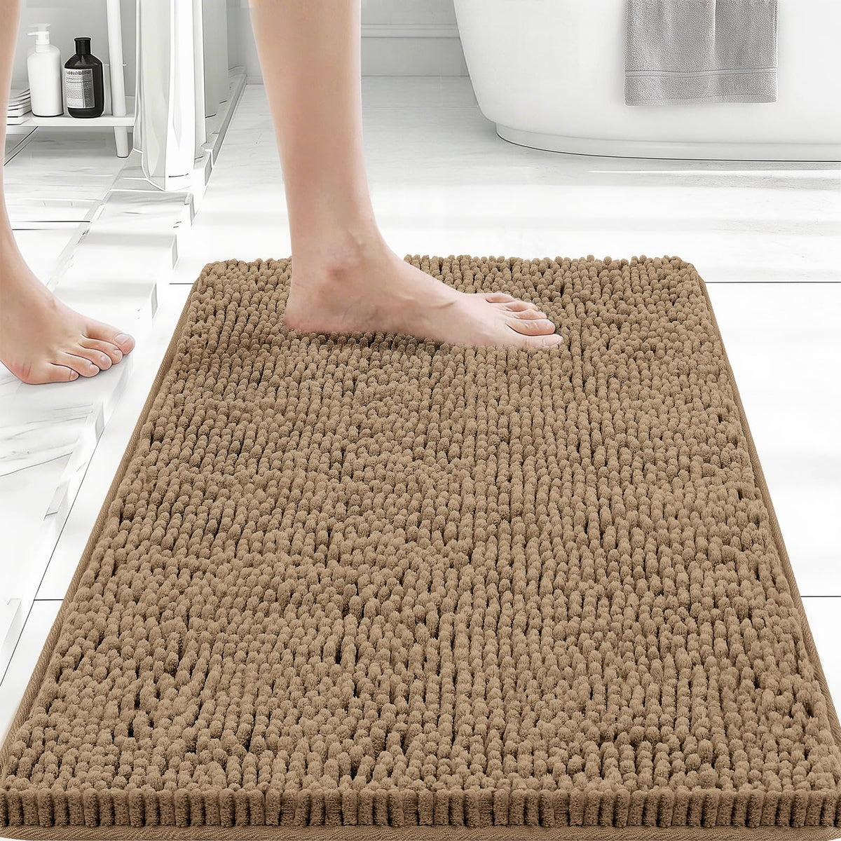 Bcoimo Small Bath Rug Mat,24x17 Extra Soft Chenille Lavender Bathroom Mats
