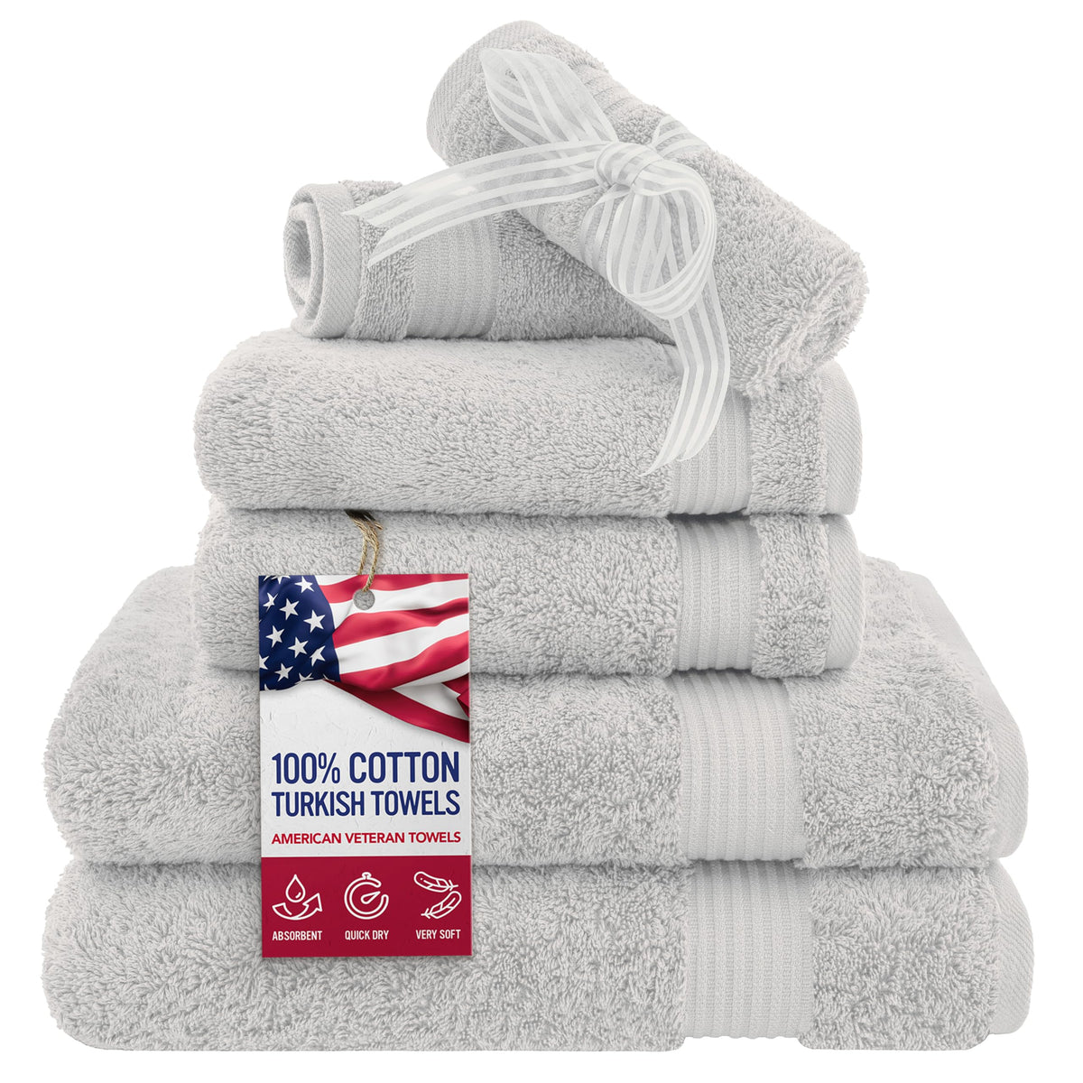 American Veteran Towel, Hand Towels for Bathroom Set of 4, 100% Cotton Turkish Hand Towel Sets, Soft Hand Face Towels, Navy Blue Hand Towels