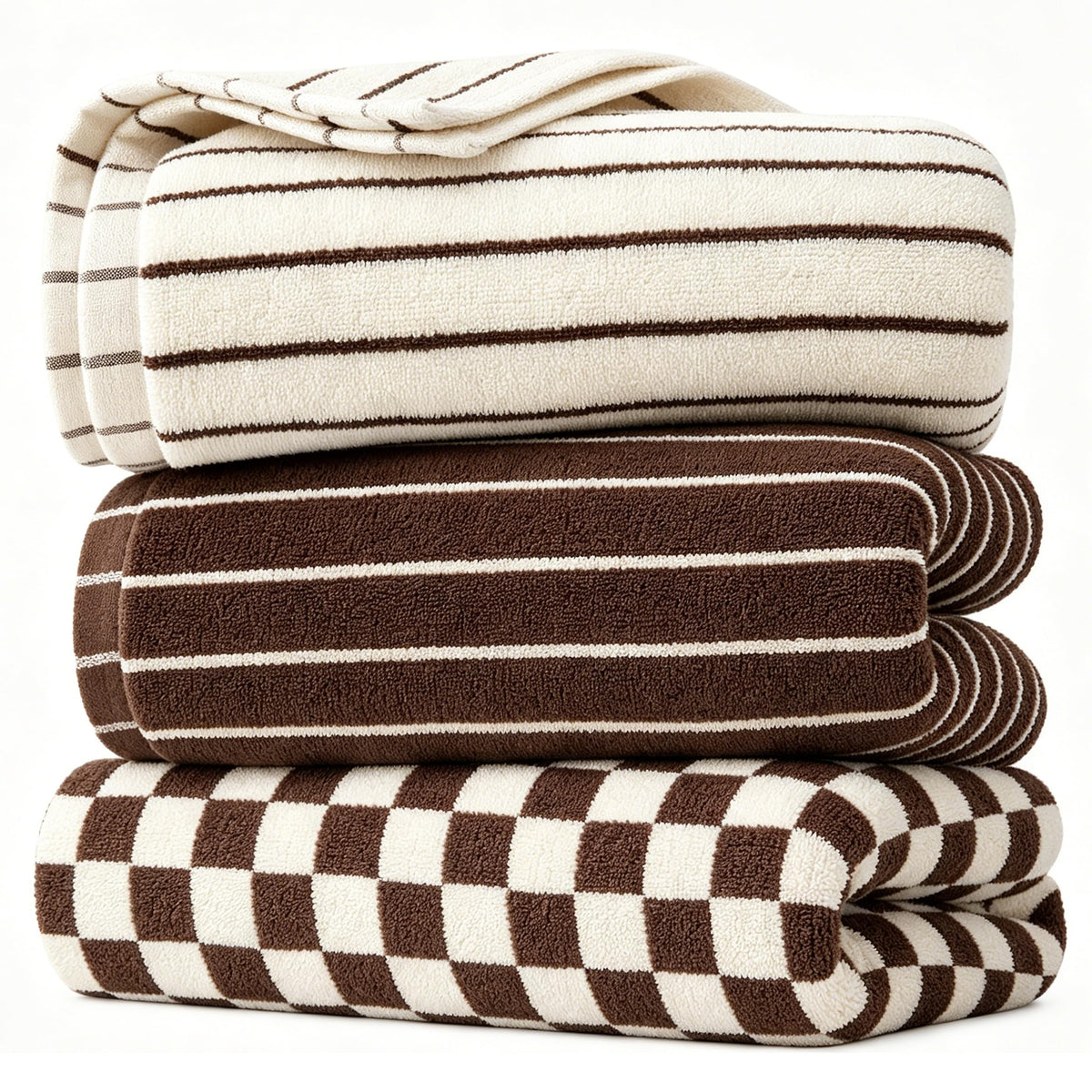 100% Cotton Striped Hand Towels Set, 3pcs Face Towels for Bathroom