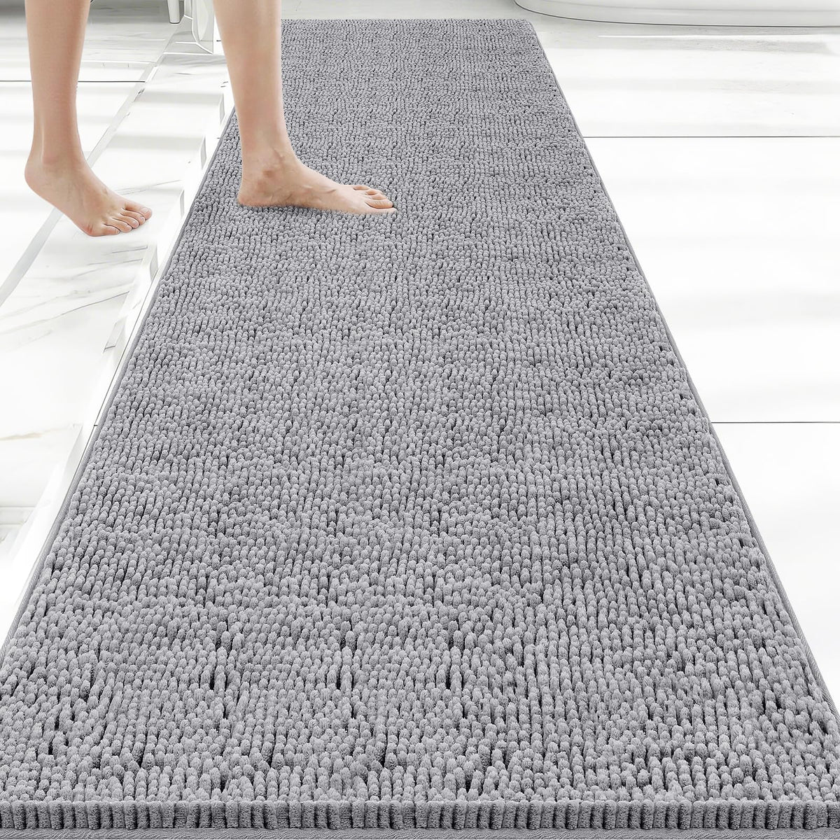 Bcoimo Small Bath Rug Mat,24x17 Extra Soft Chenille Lavender Bathroom Mats