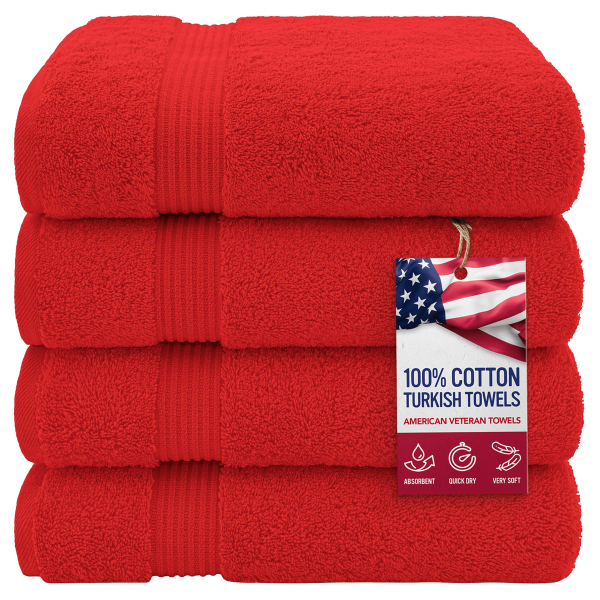 American Veteran Towel, Hand Towels for Bathroom Set of 4, 100% Cotton Turkish Hand Towel Sets, Soft Hand Face Towels, Navy Blue Hand Towels