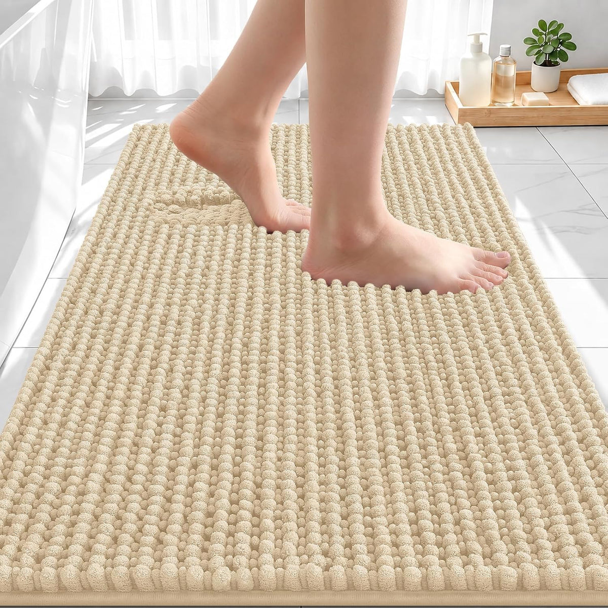 Smiry Thick Bathroom Rugs 30x20, Extra Soft Absorbent Chenille Bath Mat