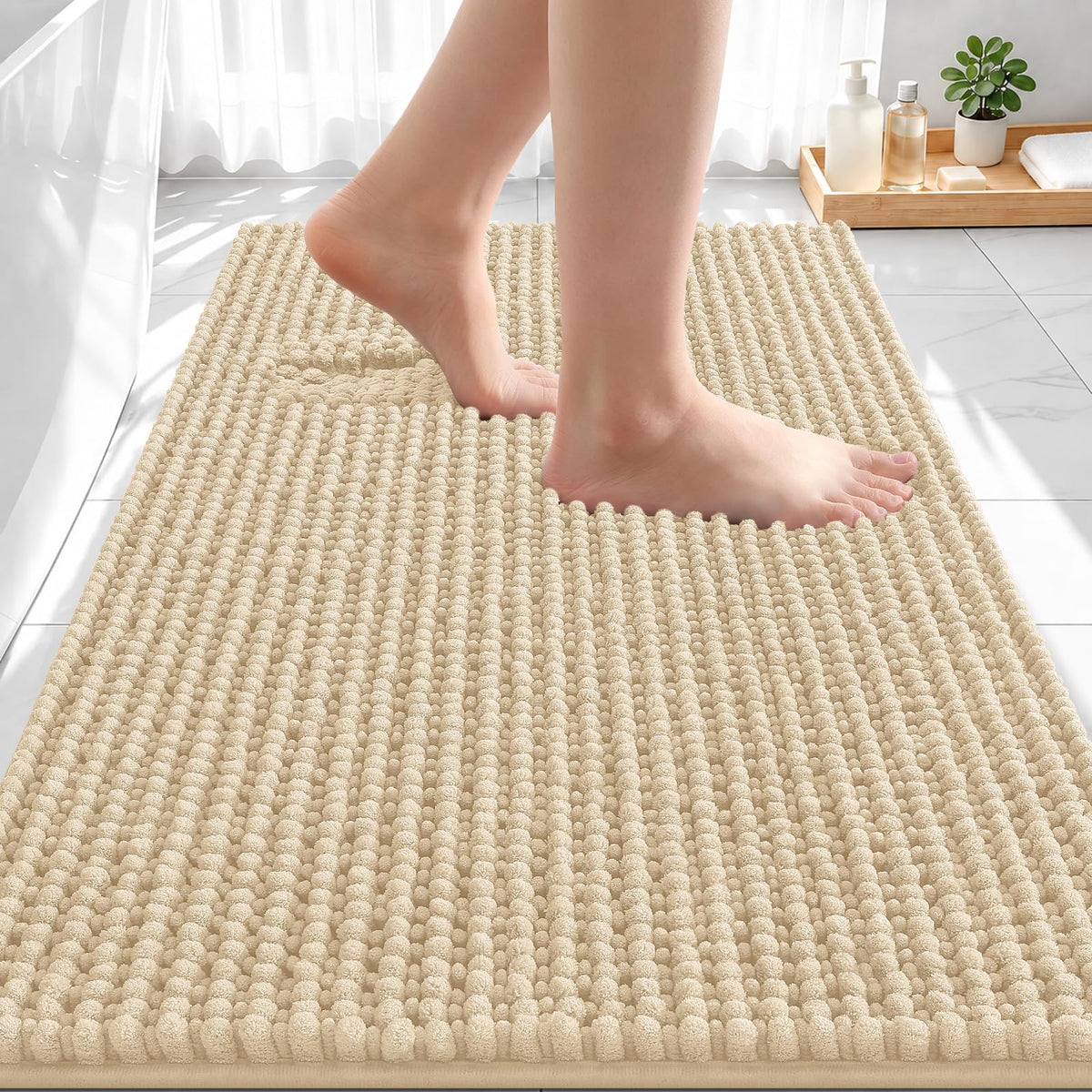 Smiry Thick Bathroom Rugs 30x20, Extra Soft Absorbent Chenille Bath Mat