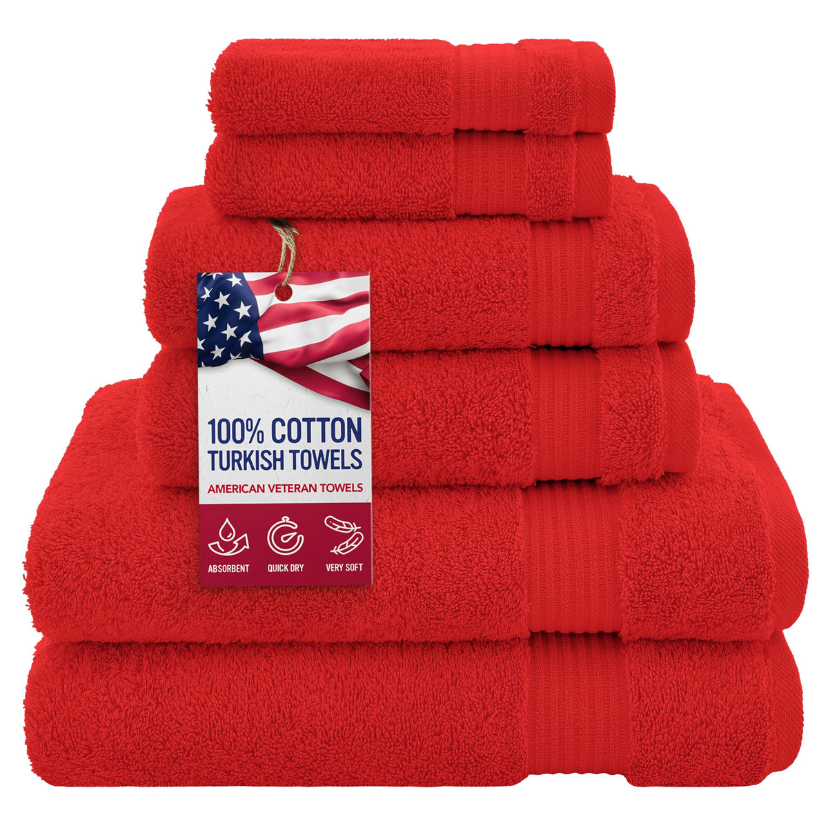 American Veteran Towel, Hand Towels for Bathroom Set of 4, 100% Cotton Turkish Hand Towel Sets, Soft Hand Face Towels, Navy Blue Hand Towels