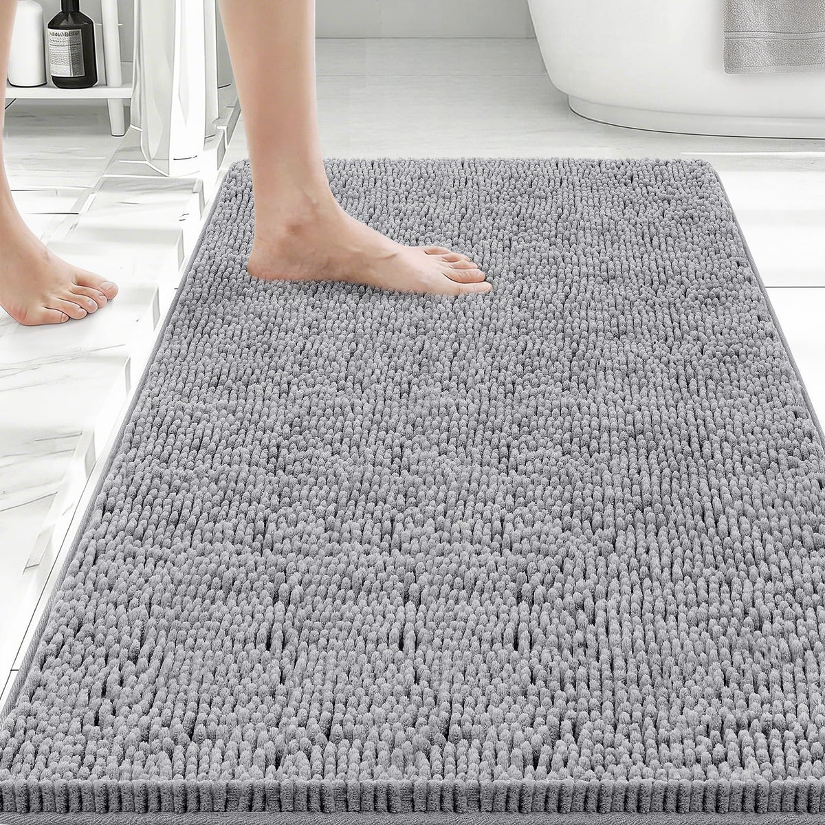 Bcoimo Small Bath Rug Mat,24x17 Extra Soft Chenille Lavender Bathroom Mats