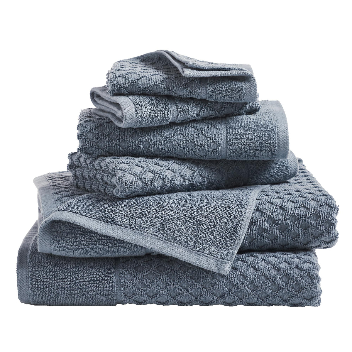 Great Bay Home Bath Towels - 100% Cotton 6 Piece Towel Set - Diamond Waffle Weave - Absorbent, Durable, Quick-Dry Towels for Bathroom (Marigold)