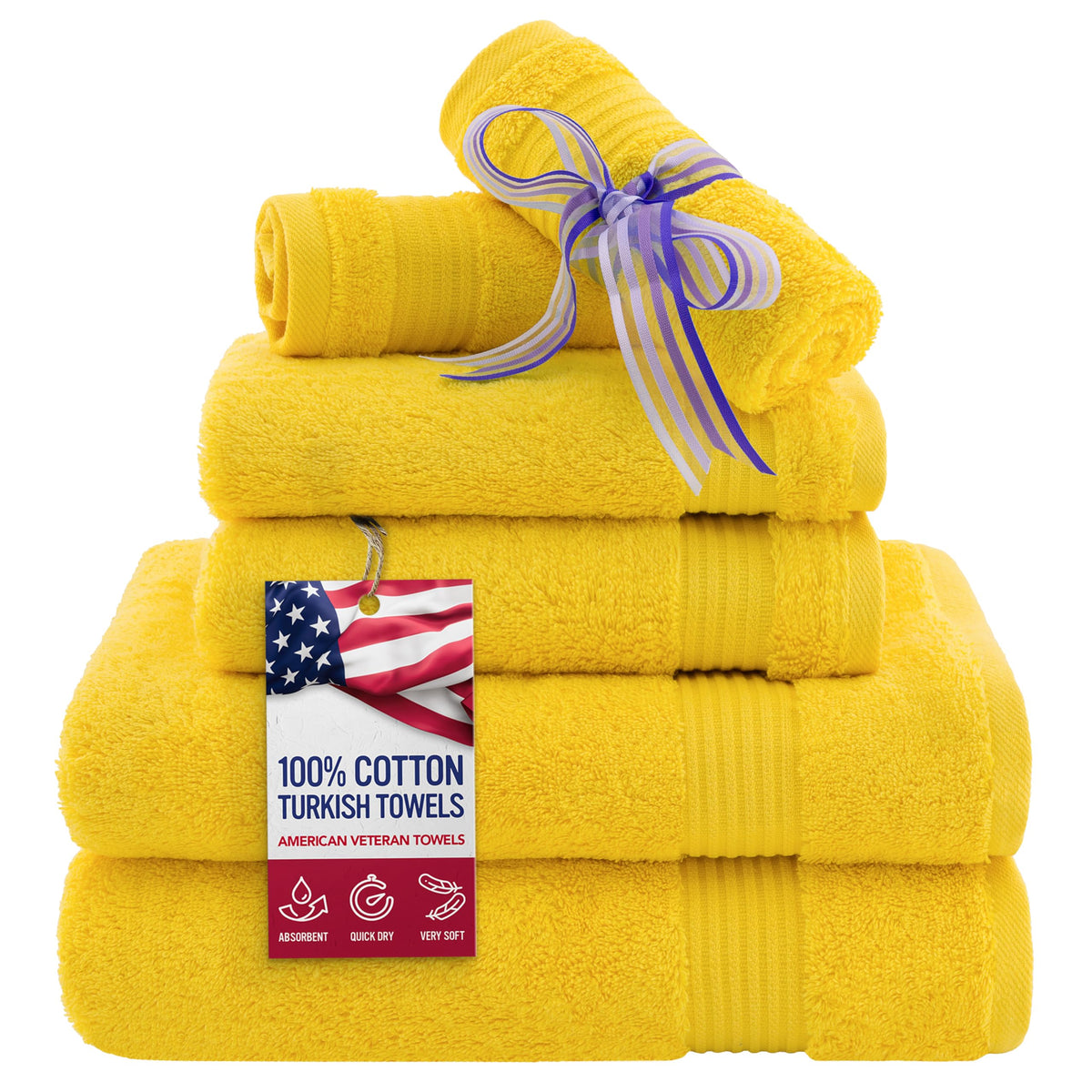 American Veteran Towel, Hand Towels for Bathroom Set of 4, 100% Cotton Turkish Hand Towel Sets, Soft Hand Face Towels, Navy Blue Hand Towels