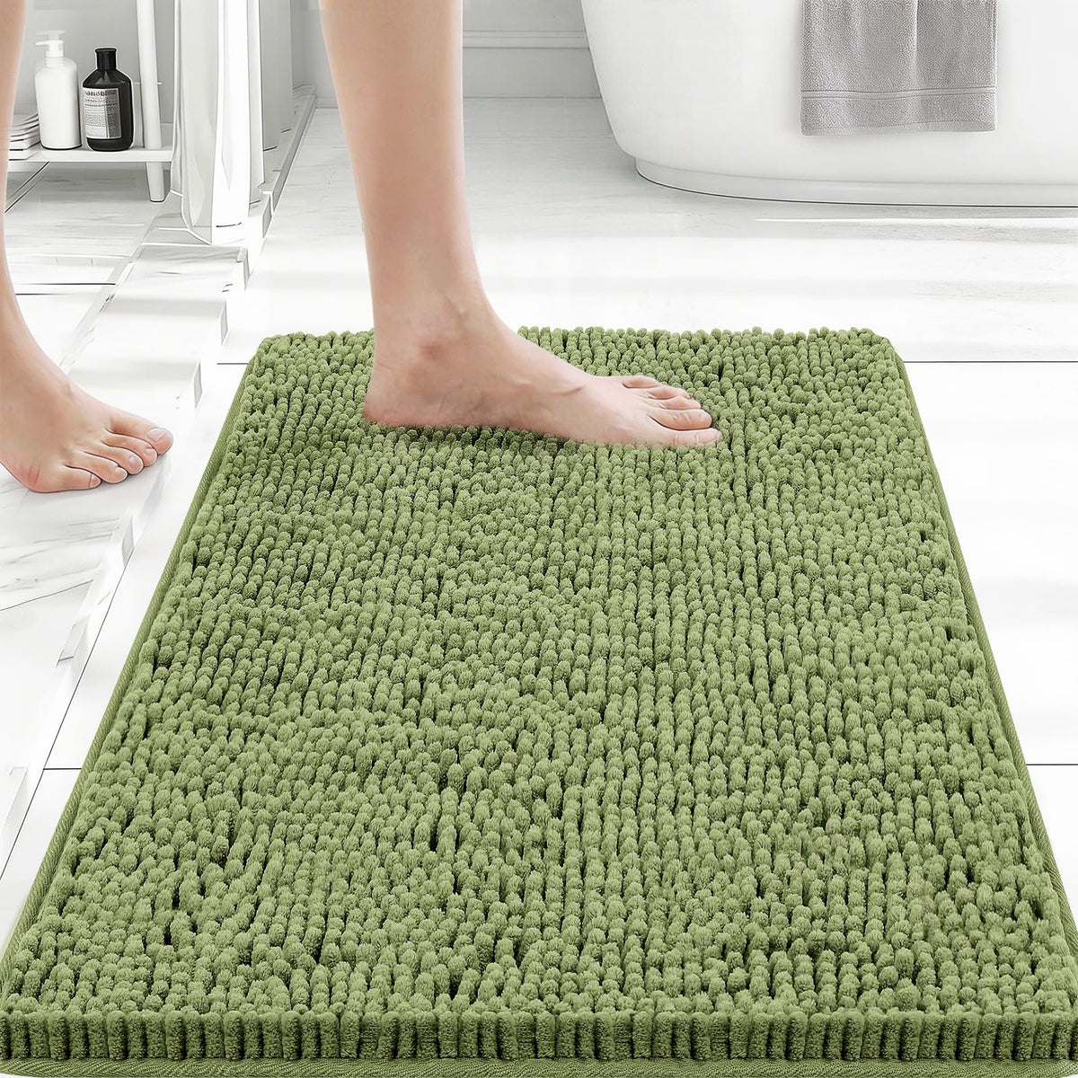 Bcoimo Small Bath Rug Mat,24x17 Extra Soft Chenille Lavender Bathroom Mats