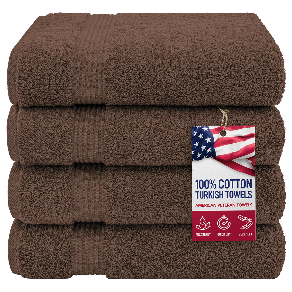 American Veteran Towel, Hand Towels for Bathroom Set of 4, 100% Cotton Turkish Hand Towel Sets, Soft Hand Face Towels, Navy Blue Hand Towels