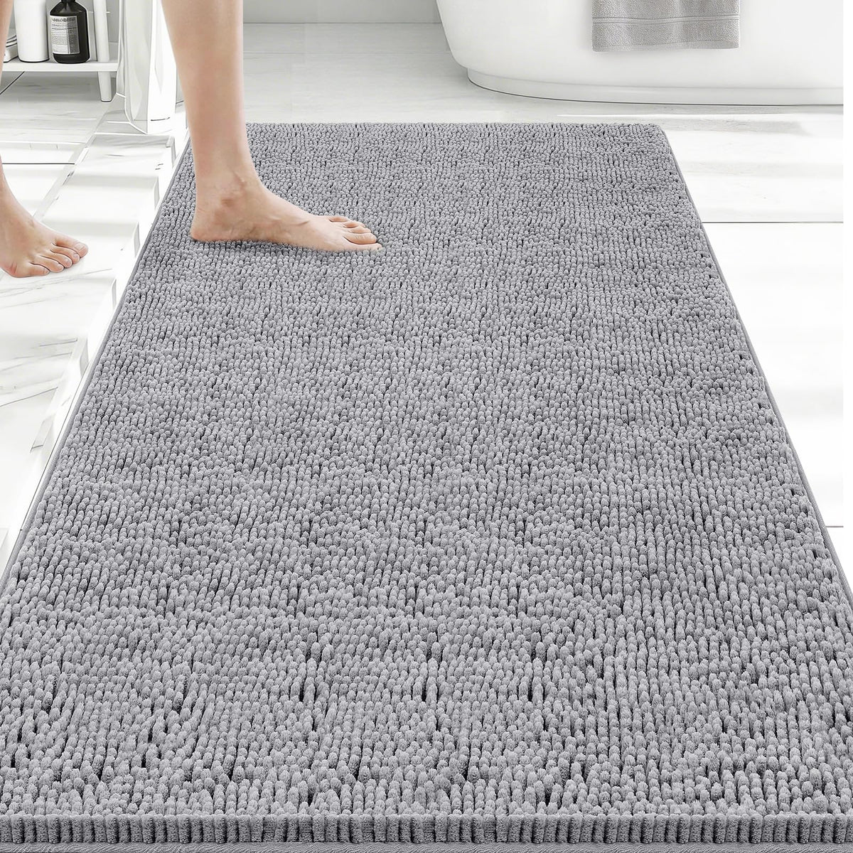 Bcoimo Small Bath Rug Mat,24x17 Extra Soft Chenille Lavender Bathroom Mats