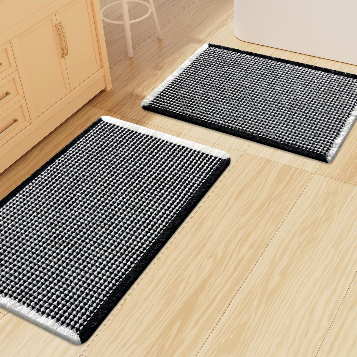 Smiry Waffle Bathroom Rugs Sets 2 Piece (30x20+24x16, Brown)