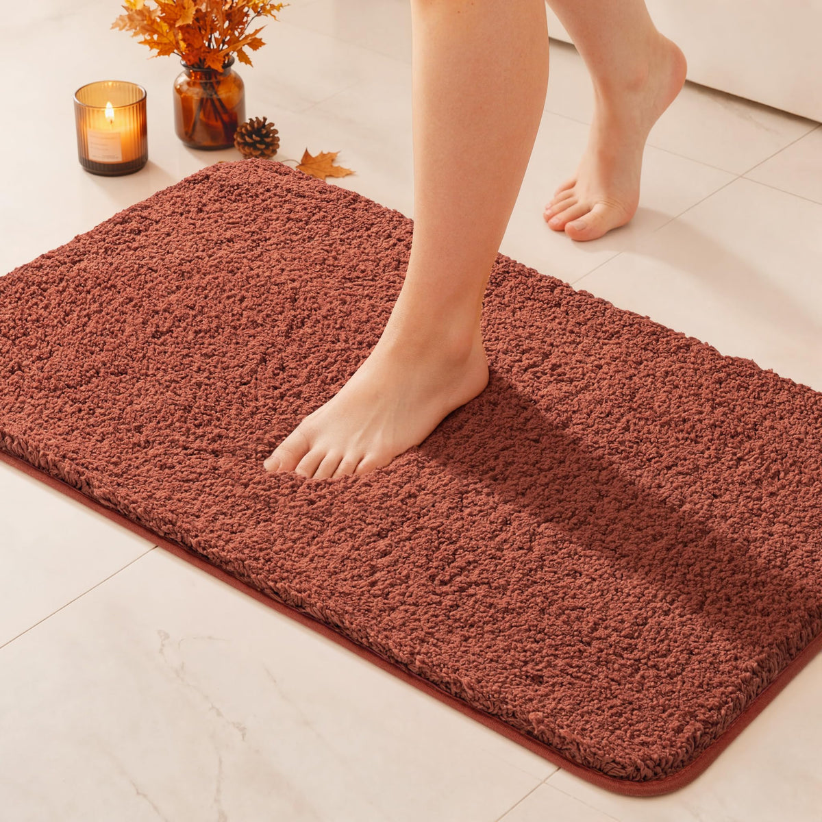 MIULEE Dark Purple Bathroom Rugs Soft Small Microfiber Bath Mat 16x24 Inch