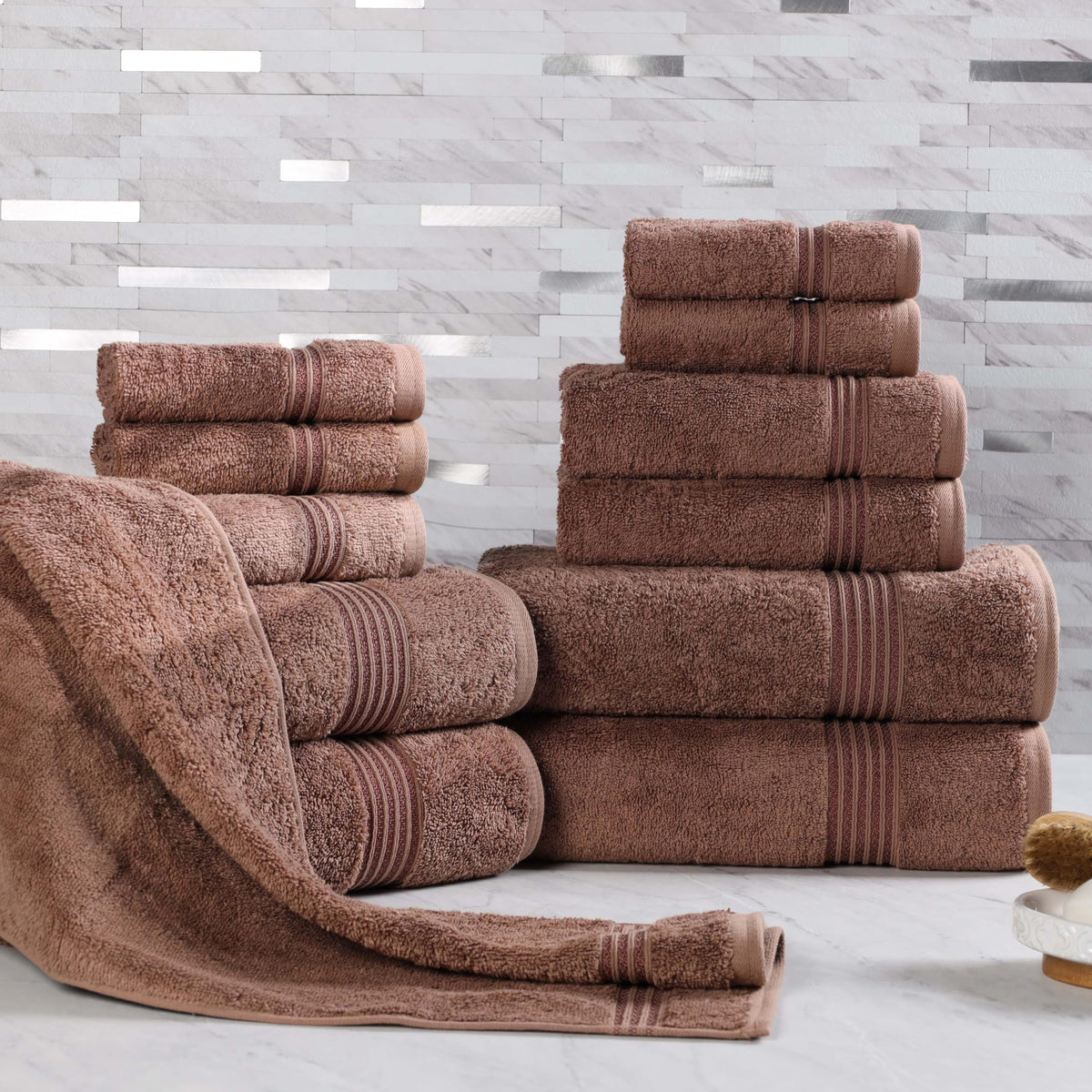 Superior Egyptian Cotton 6-Piece Towel Set, Bathroom Essentials, Towels For Bathroom, Apartment, Airbnb, Guest Bath, Face, Hand, Bath Towels, Washcloths, Absorbent, Fast Drying, Sage