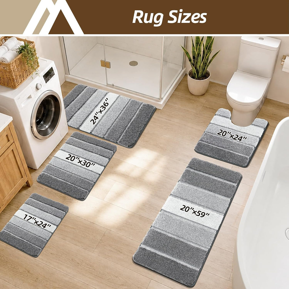 COSY HOMEER Bathroom Rugs 24x17,Ultra Soft Absorbent Bath Mat,Grey
