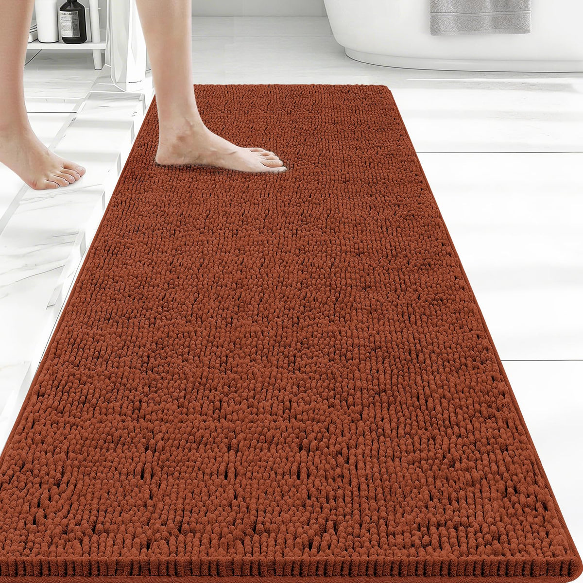 Bcoimo Small Bath Rug Mat,24x17 Extra Soft Chenille Lavender Bathroom Mats