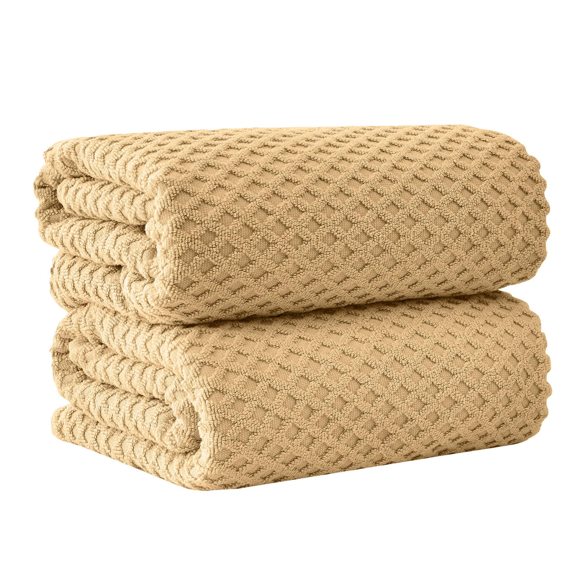 Great Bay Home Bath Towels - 100% Cotton 6 Piece Towel Set - Diamond Waffle Weave - Absorbent, Durable, Quick-Dry Towels for Bathroom (Marigold)