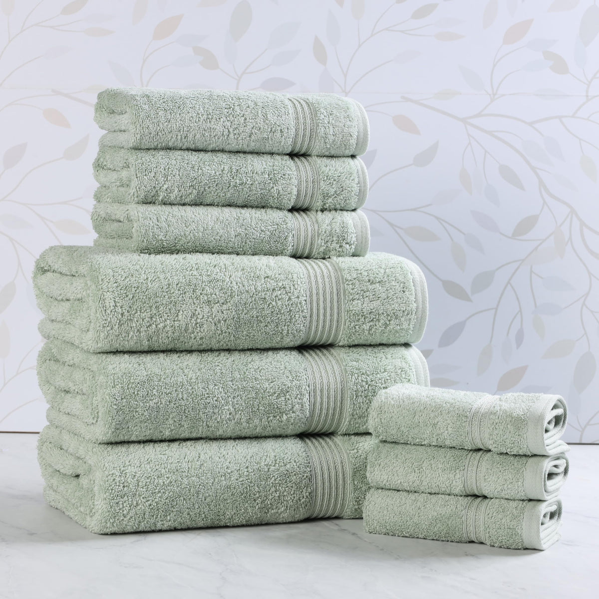 Superior Egyptian Cotton 6-Piece Towel Set, Bathroom Essentials, Towels For Bathroom, Apartment, Airbnb, Guest Bath, Face, Hand, Bath Towels, Washcloths, Absorbent, Fast Drying, Sage