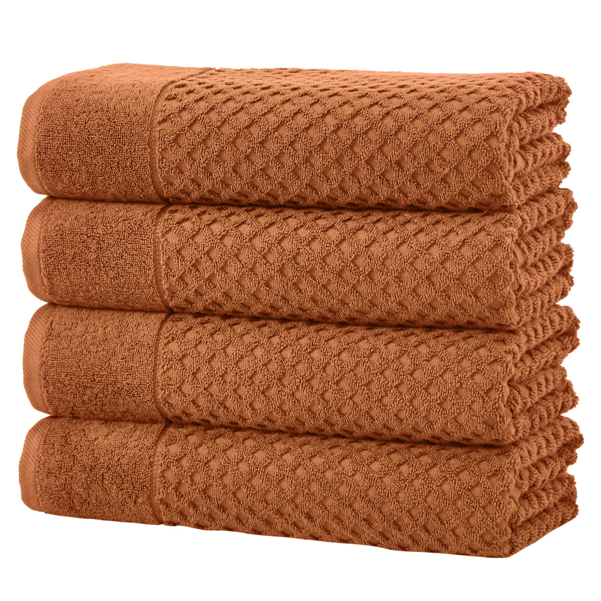 Great Bay Home Bath Towels - 100% Cotton 6 Piece Towel Set - Diamond Waffle Weave - Absorbent, Durable, Quick-Dry Towels for Bathroom (Marigold)
