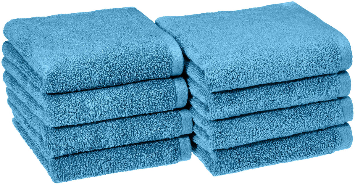 Amazon Basics Lightweight Quick-Dry Hand Towels, 100% Cotton, 28" x 16", Seafoam Green, 8-Pack