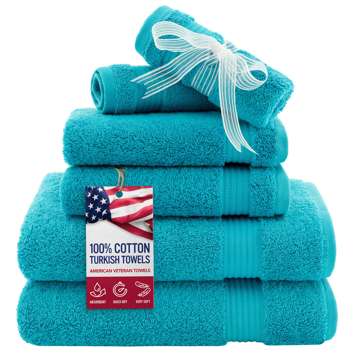 American Veteran Towel, Hand Towels for Bathroom Set of 4, 100% Cotton Turkish Hand Towel Sets, Soft Hand Face Towels, Navy Blue Hand Towels