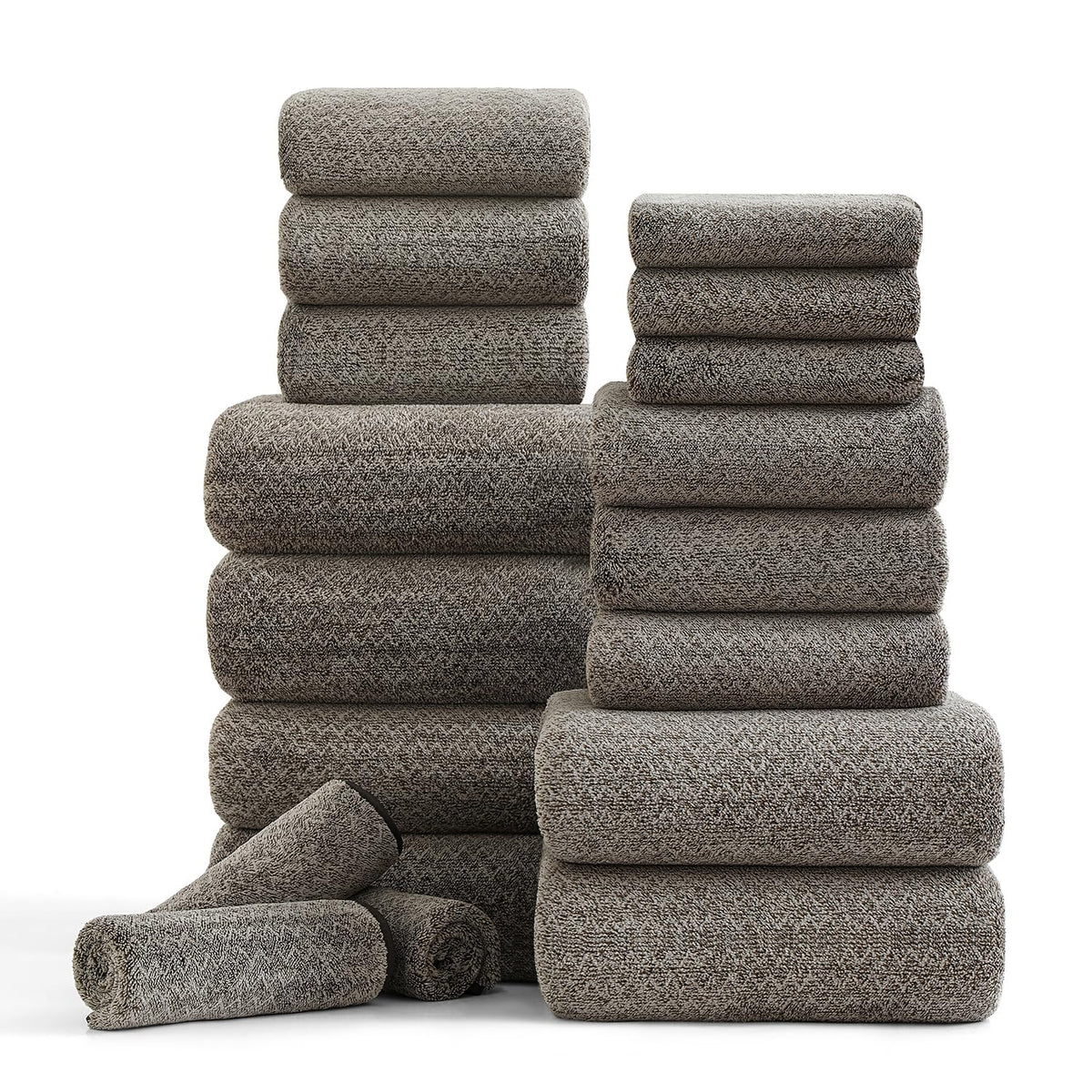 18 Piece Bath Towels Set,100% Microfiber Family Bathroom Towel with Hanging Loops-6 Bath Towels,6 Hand Towels,6 Washcloths,Quick Dry Highly Absorbent Shower Towel for Bathroom,Hotel,Spa-Dark Purple