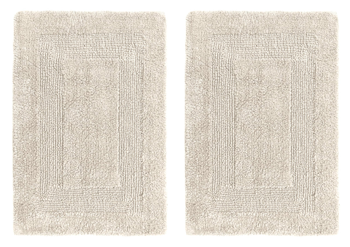 COTTON CRAFT 2 Pack Reversible Bath Mat Rug - Soft Plush -17x24- Azure Blue