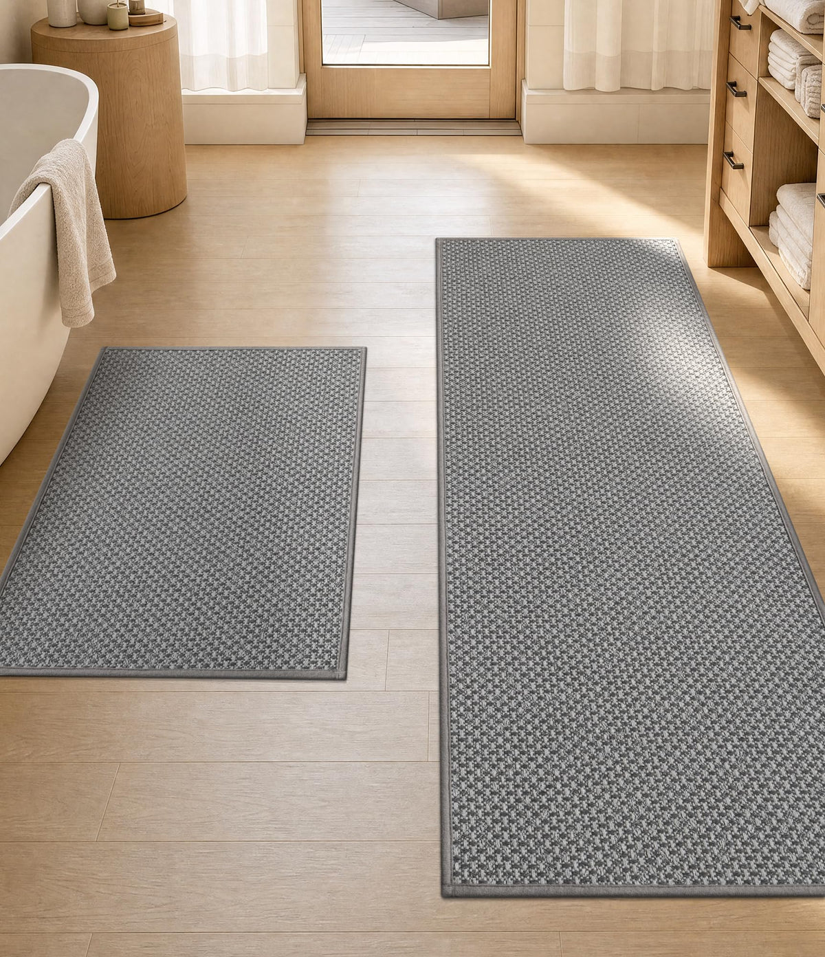 YIHOUSE Purple Bathroom Rugs Sets 2 Pieces,Thin Bath Mat Quick Dry