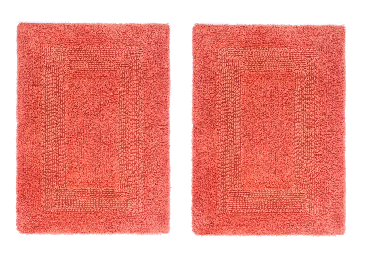 COTTON CRAFT 2 Pack Reversible Bath Mat Rug - Soft Plush -17x24- Azure Blue