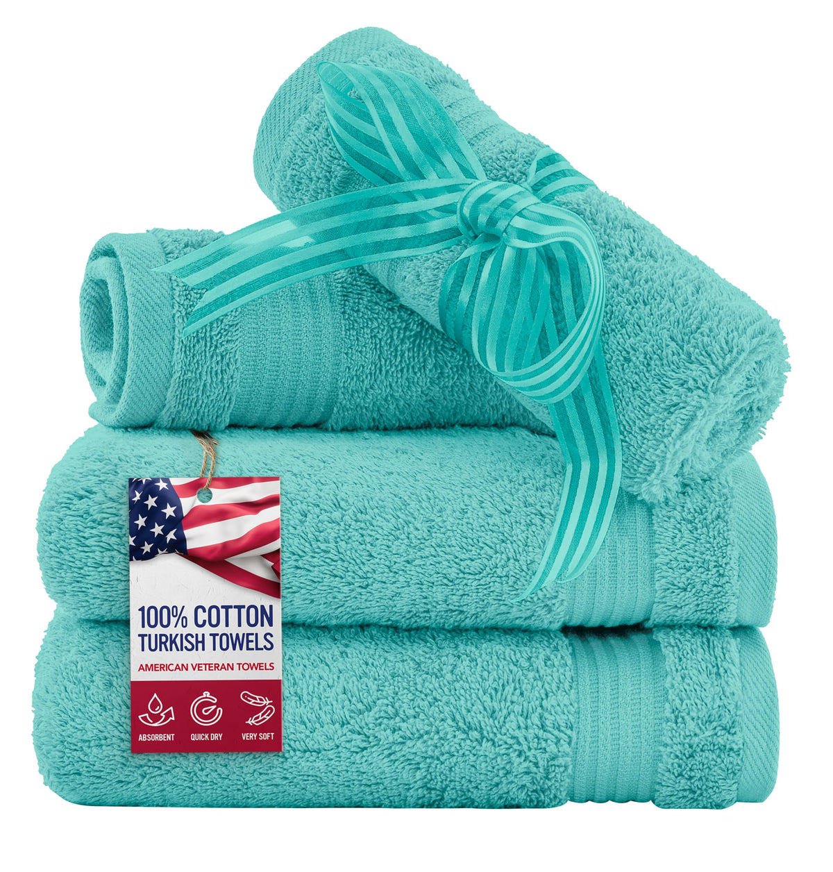 American Veteran Towel, Hand Towels for Bathroom Set of 4, 100% Cotton Turkish Hand Towel Sets, Soft Hand Face Towels, Navy Blue Hand Towels