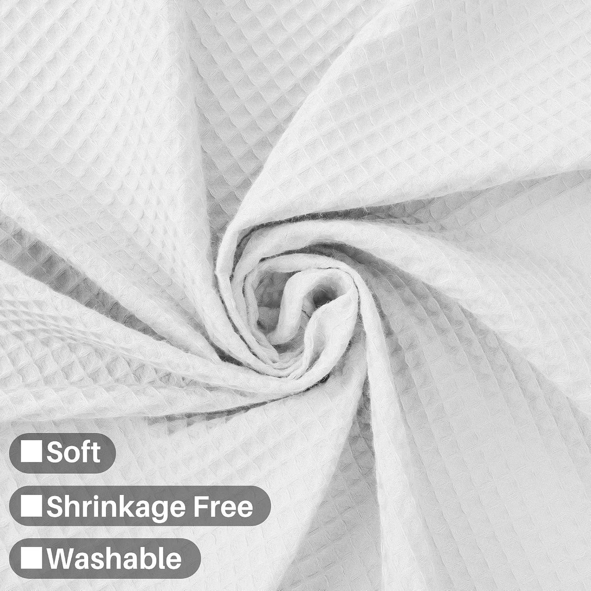 Barossa Design Waffle Weave Shower Curtain Fabric White, 72x72
