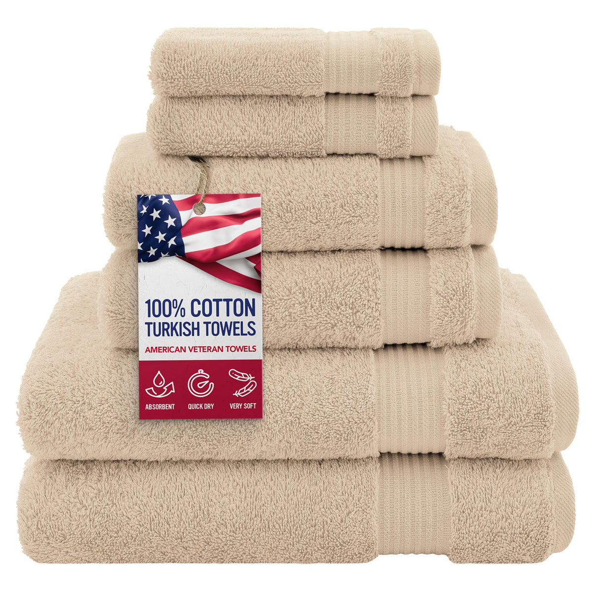 American Veteran Towel, Hand Towels for Bathroom Set of 4, 100% Cotton Turkish Hand Towel Sets, Soft Hand Face Towels, Navy Blue Hand Towels
