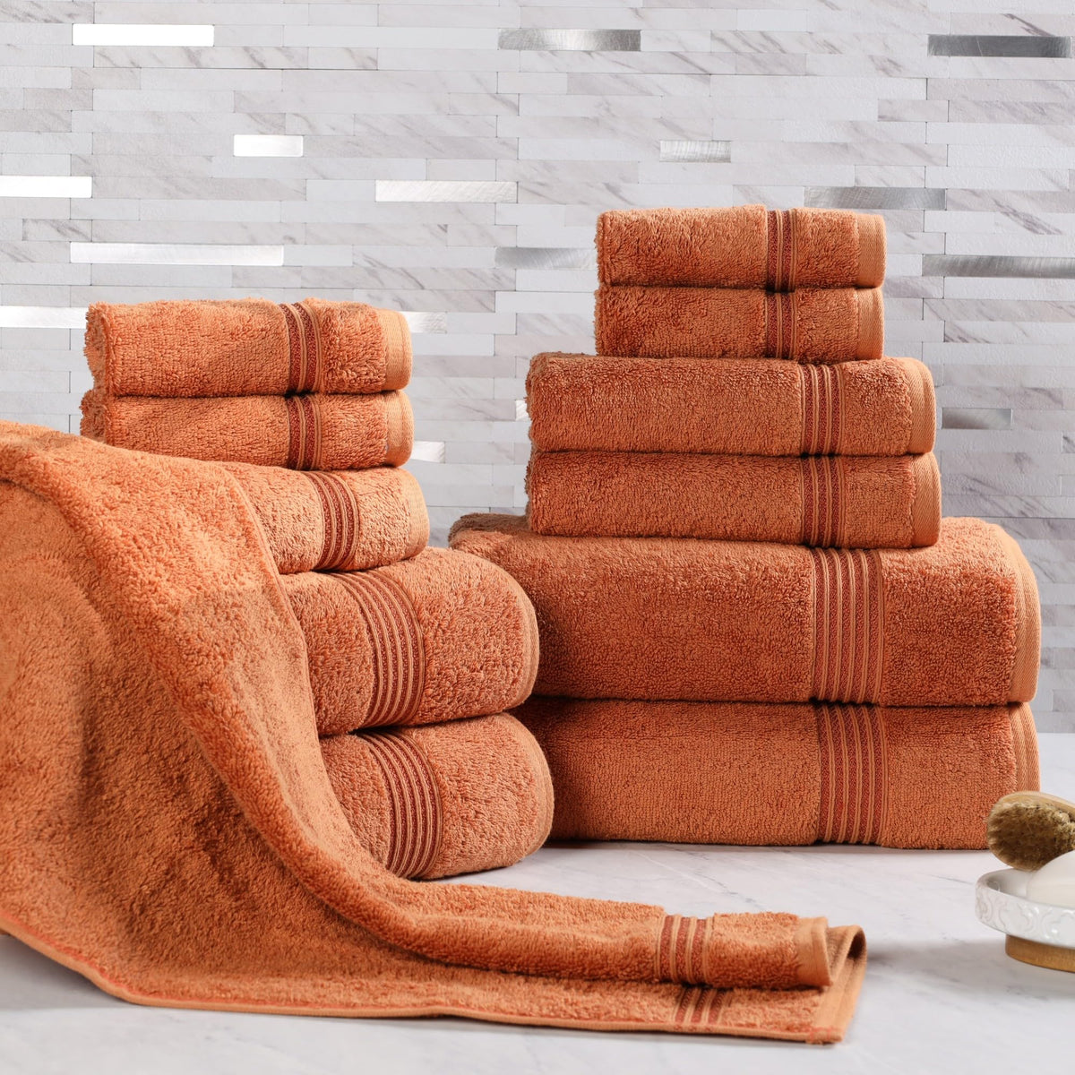 Superior Egyptian Cotton 6-Piece Towel Set, Bathroom Essentials, Towels For Bathroom, Apartment, Airbnb, Guest Bath, Face, Hand, Bath Towels, Washcloths, Absorbent, Fast Drying, Sage